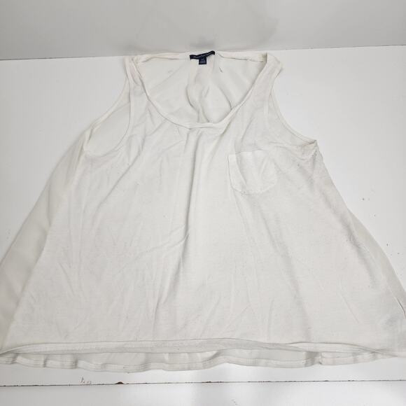 American Eagle Outfitters Ivory See-Thru Back Scope Neck Tank Top Women's Size M - Picture 1 of 5
